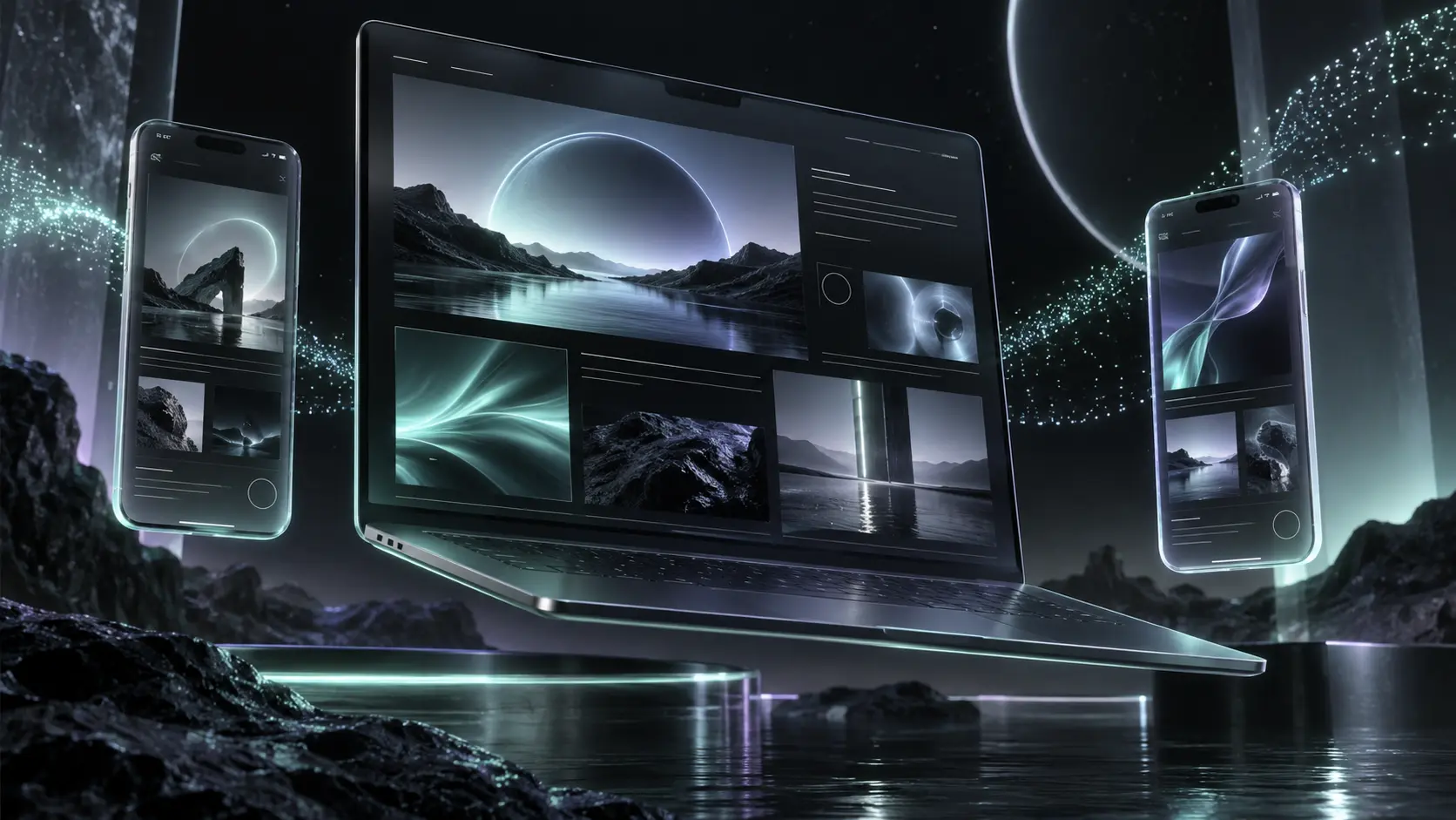 Original digital experience visual with laptop and mobile screens
